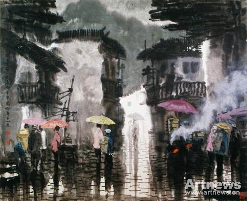 古镇雨 145×180cm  2004年