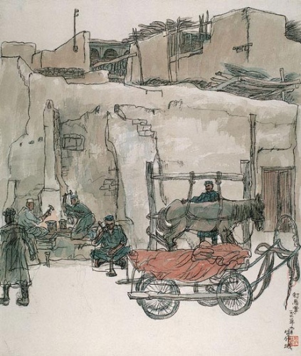 钉马掌 创作年代：1991年 作品尺寸：46*39.2cm