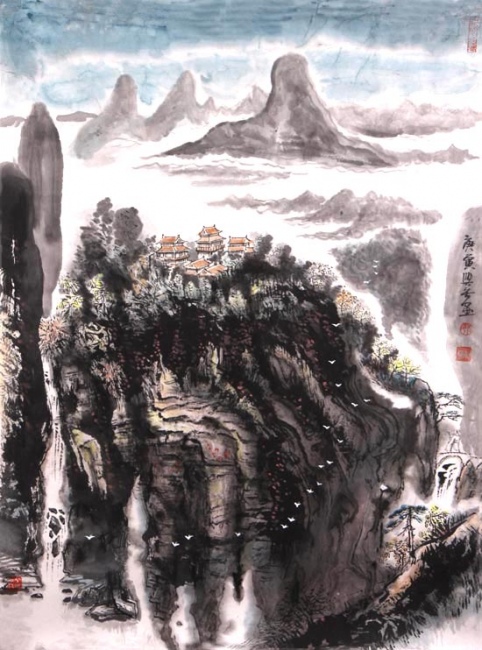 秋山云烟瀑布声