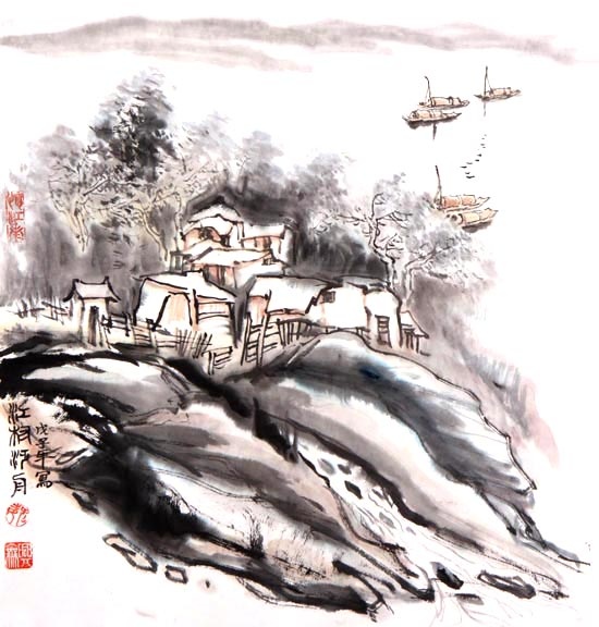 江村泛舟