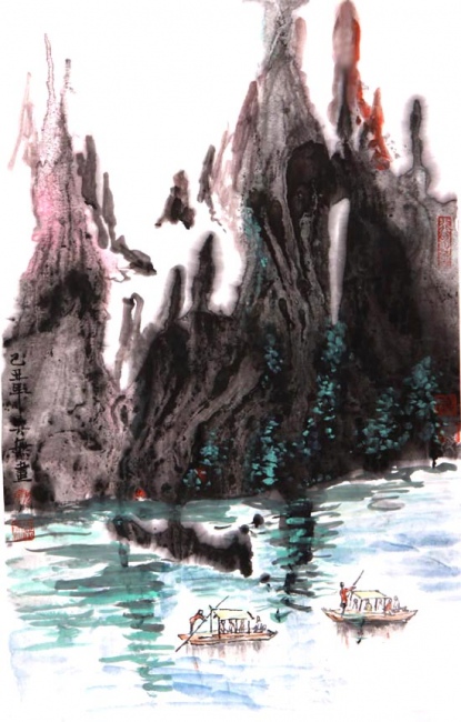 山湖行舟