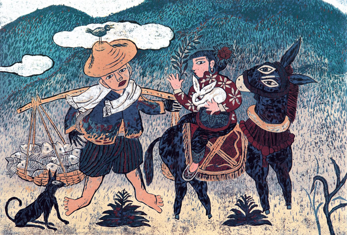 版画《青山行》