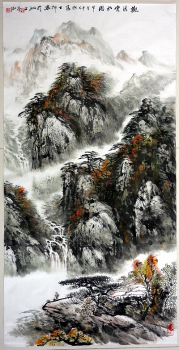 观瀑赏秋图