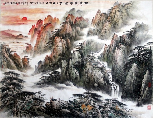 松涛霞飞图