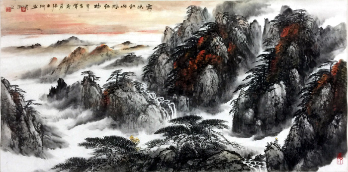 霞映秋山枫红醉